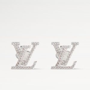 Crystal Logo Stud Earrings in Silver by Louis Vuitton